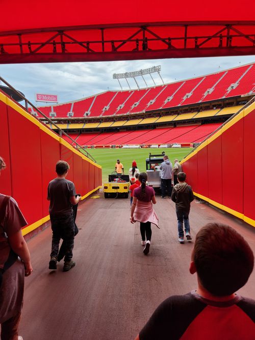 Children walking out to Chief's stadium.