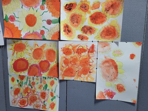 Watercolor pictures of the sun.
